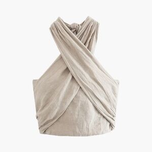 Beige Cross-Back Top